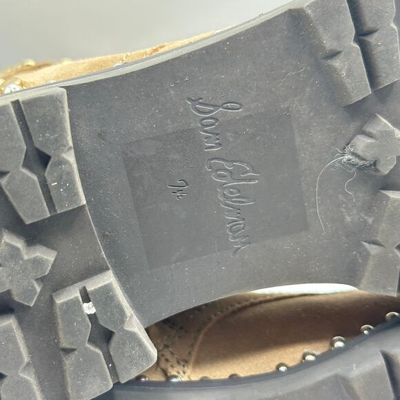 SAM EDELMAN Jennifer Studded Combat Boots Suede Tan Brown - Picture 7 of 9